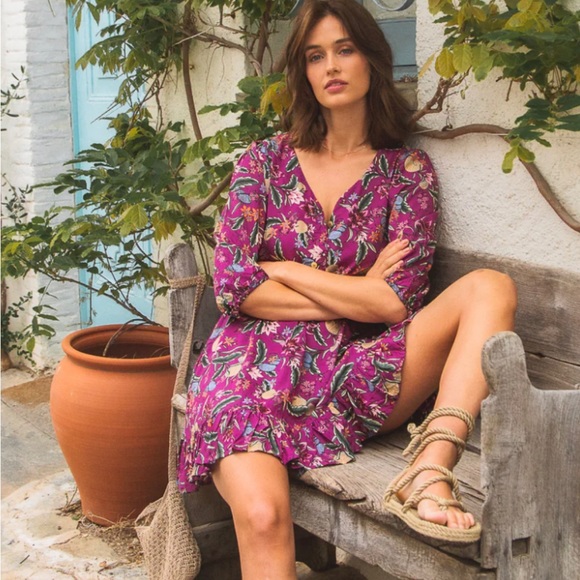 Tamga floral lark mini dress - magenta - Picture 5 of 7